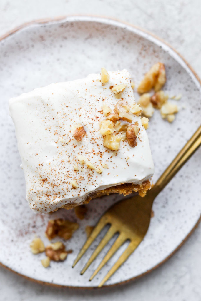 Pumpkin cake on plate.