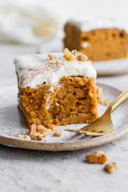 Pumpkin Sheet Cake (w/ cream cheese frosting!) - Fit Foodie Finds