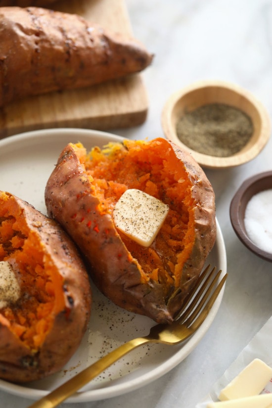 Fool-Proof Baked Sweet Potato Recipe - Fit Foodie Finds