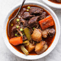 instant pot beef stew in a bowl