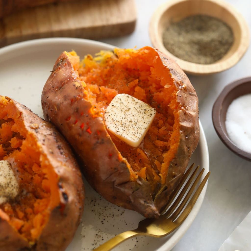 How to Microwave a Sweet Potato - Fit Foodie Finds