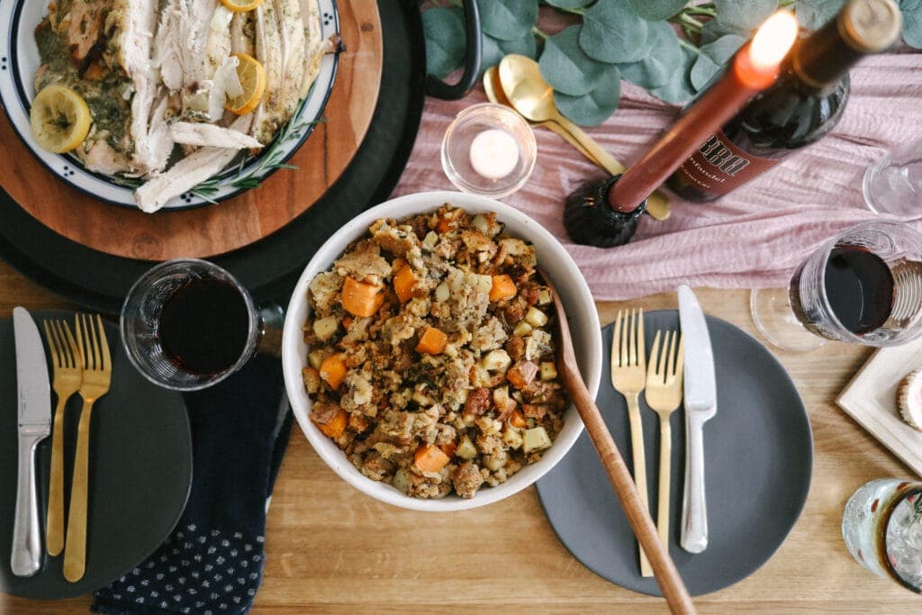 stuffing in bowl