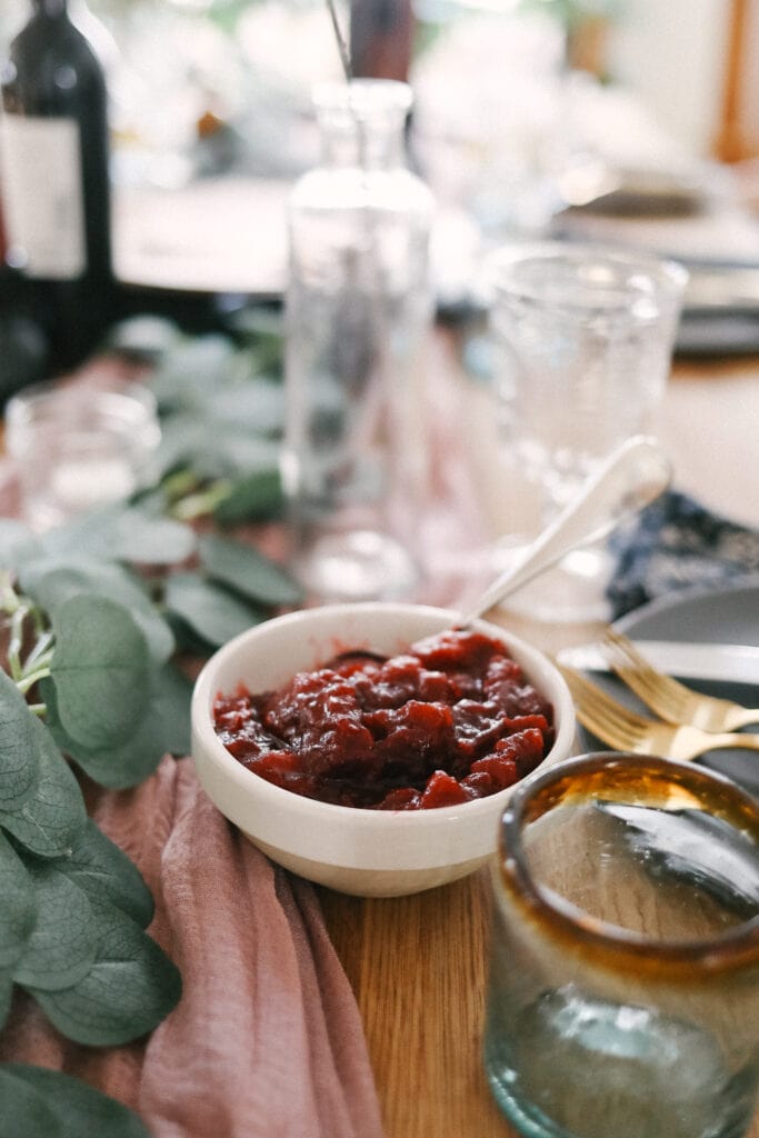 cranberry sauce on table