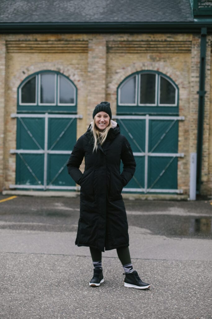 Our lululemon holiday wish list is here, and we can't wait to show you how versatile these pieces are. emily wearing a lululemon long winter jacket