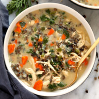 chicken wild rice soup in a bowl