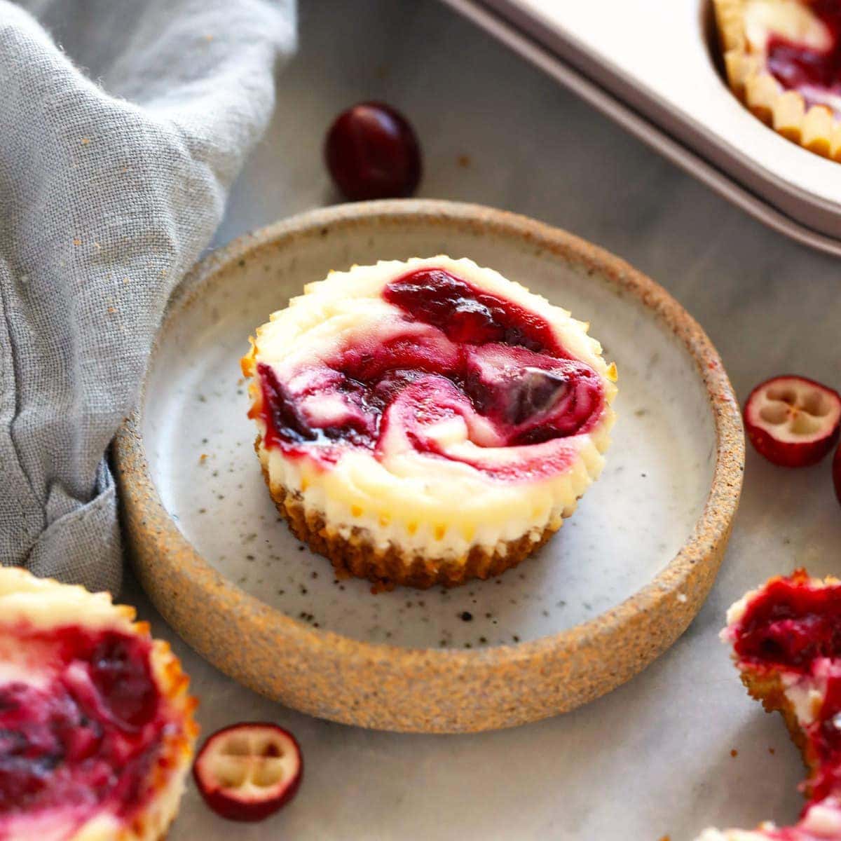 Cranberry Swirl Greek Yogurt Cheesecake Bites – Fit Foodie Finds