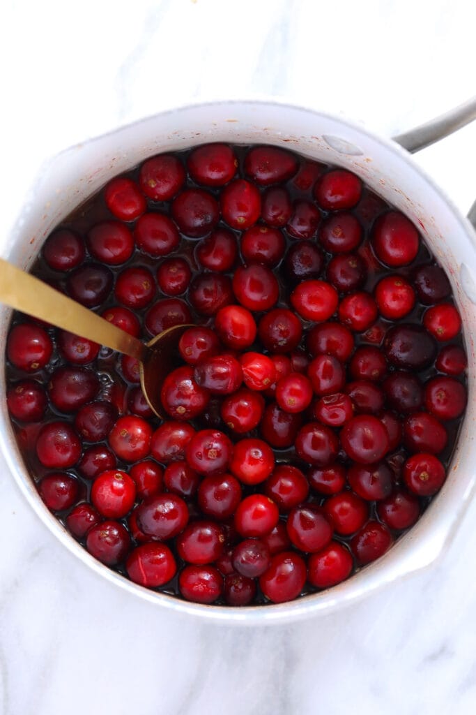 whole cranberries in pot