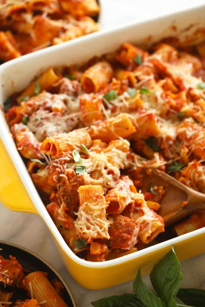 chicken parmesan in casserole dish