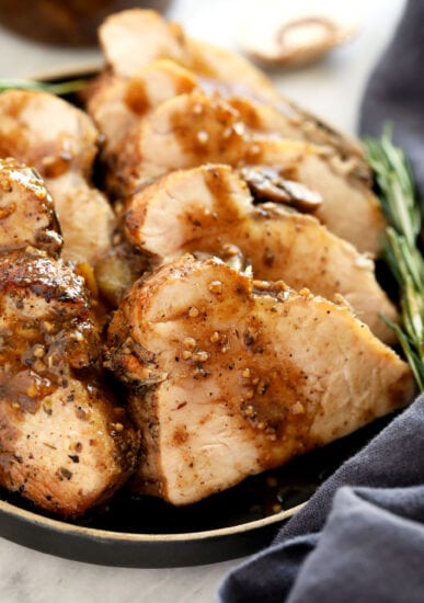 sliced pork on plate