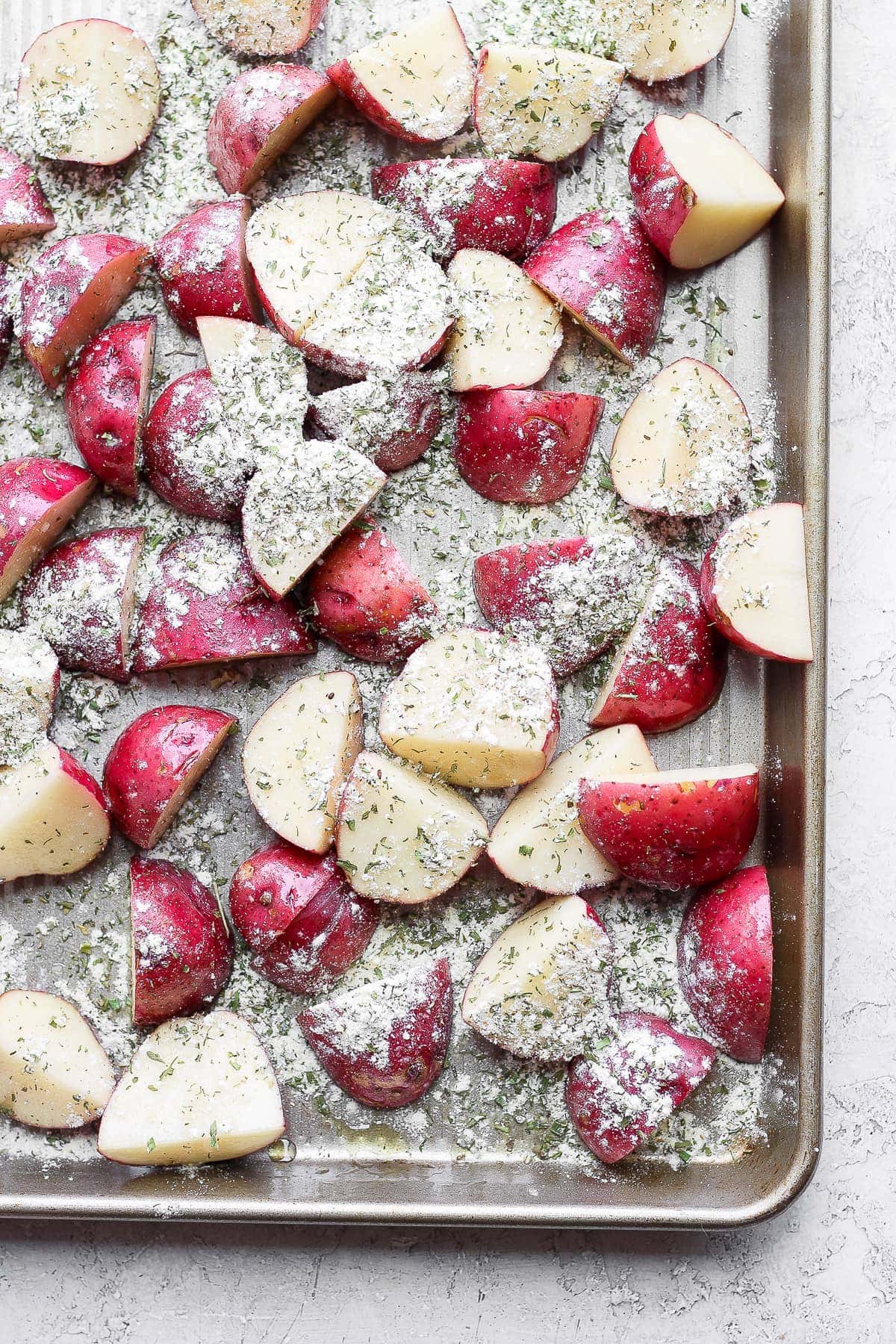 roasted red potatoes sprinkled with ranch seasoning