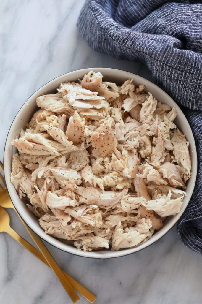 baked shredded chicken in a bowl