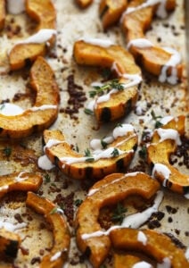 delicata squash drizzled with creme fresh