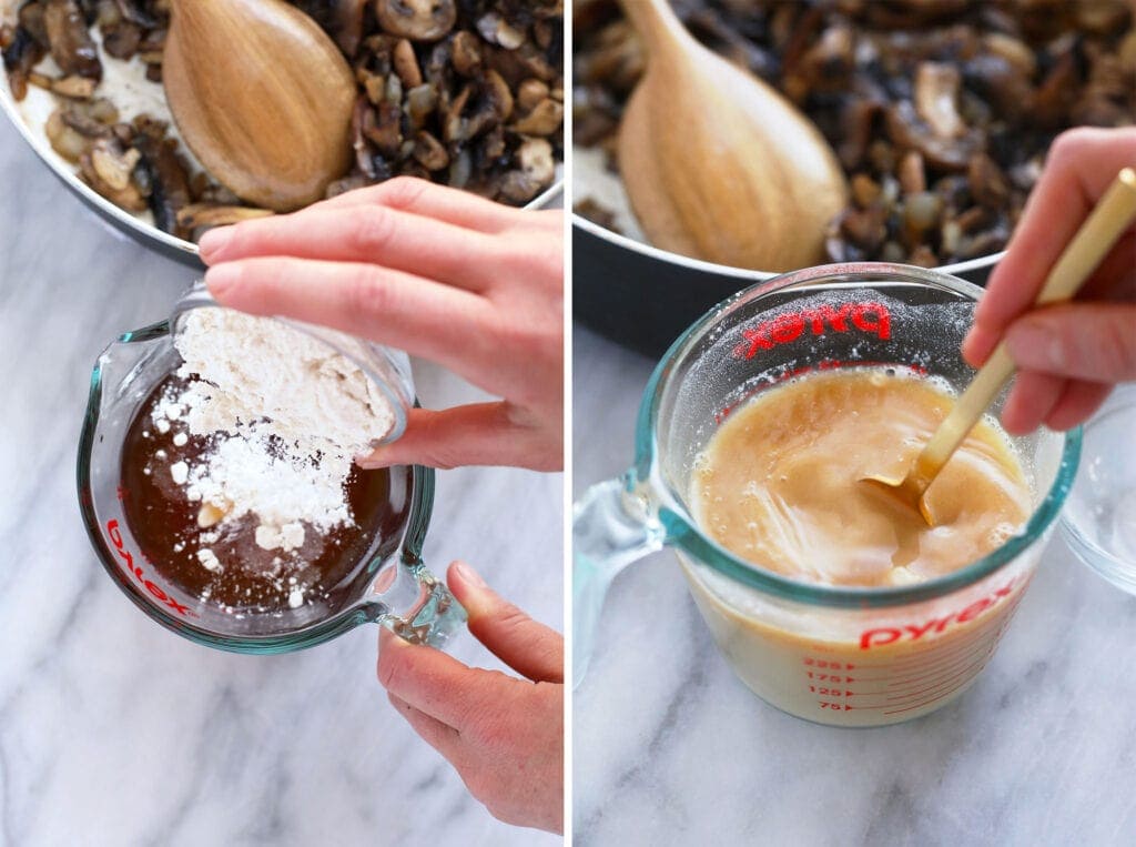 stroganoff broth bubble pan heat until