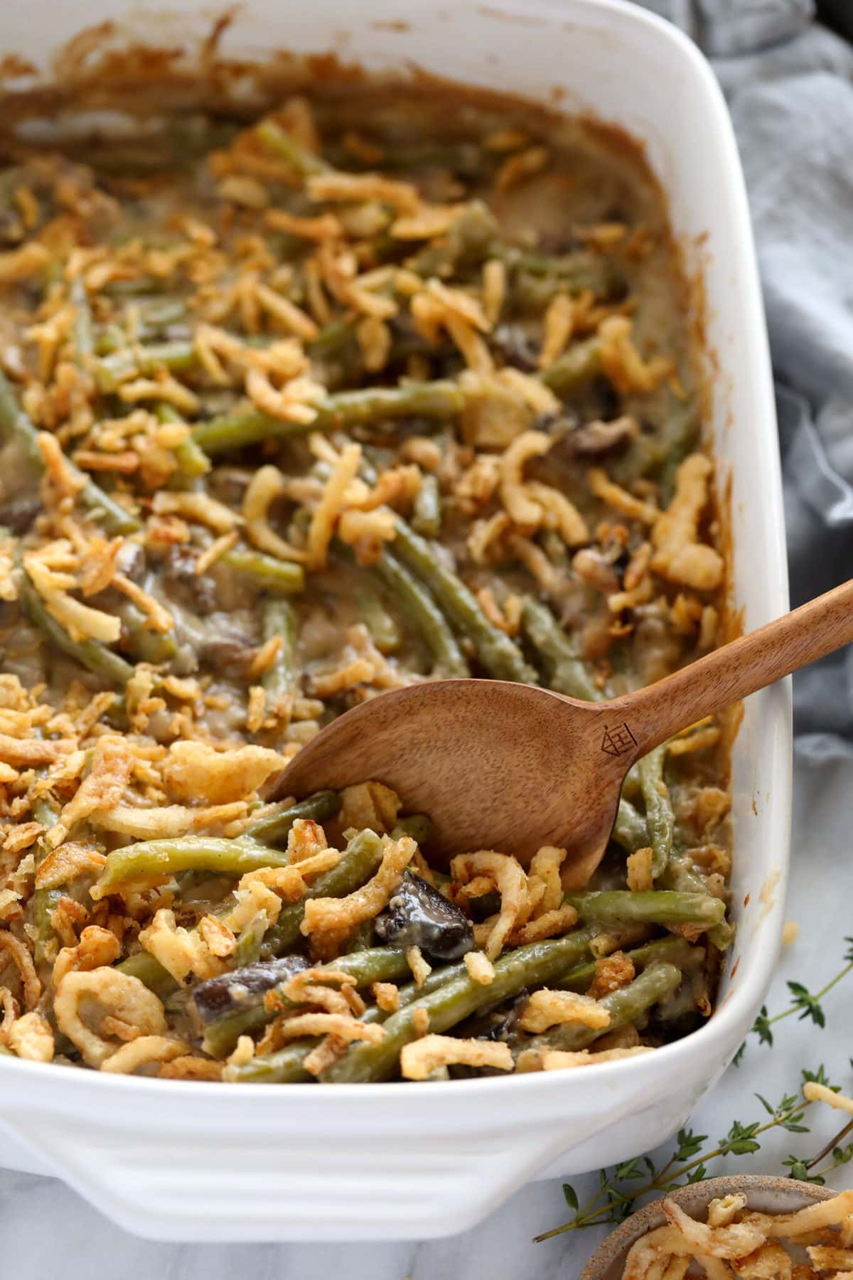 Vegan Green Bean Casserole (made from scratch!) - Fit Foodie Finds