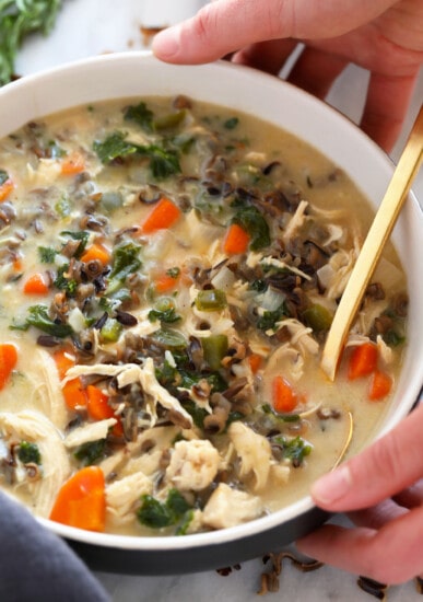 chicken wild rice soup in a bowl