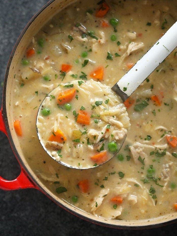 Creamy Chicken Noodle Soup with Orzo - Fit Foodie Finds