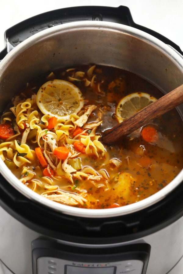 Instant Pot chicken noodle soup in instant pot