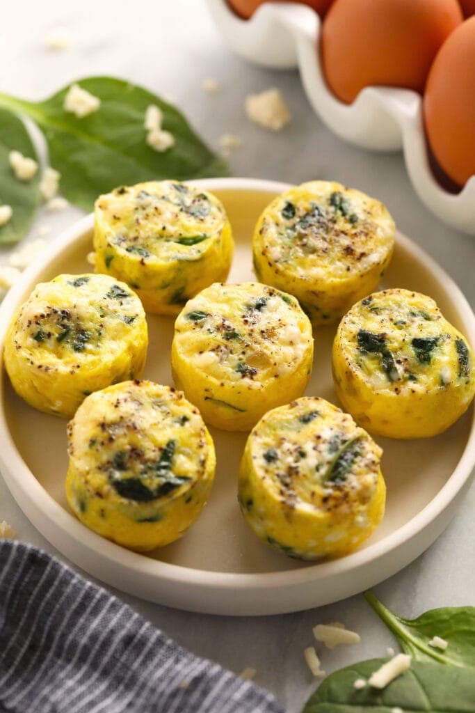 Egg bites on a plate. 