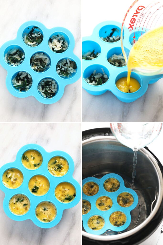 Eine Schritt-für-Schritt-Anleitung zur Herstellung von Instant Pot Egg Bites. 