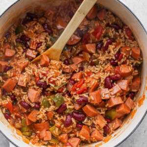red beans and rice in a dutch oven