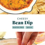 Cheesy dip with beans and chips.