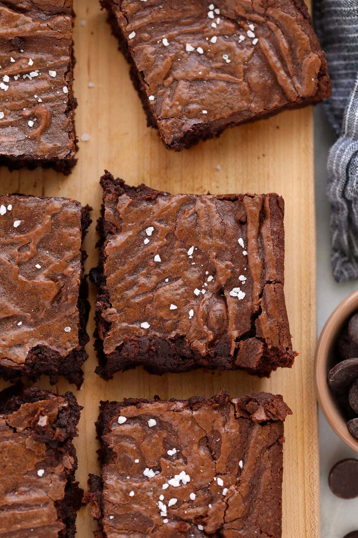 fudgy brownies on cutting board