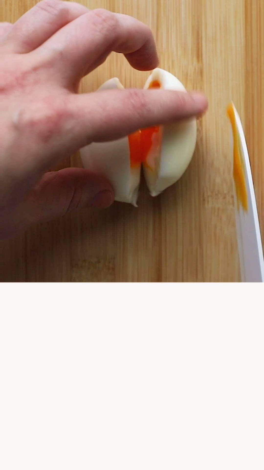 A quick way to cut hard boiled eggs! Put them in your onion