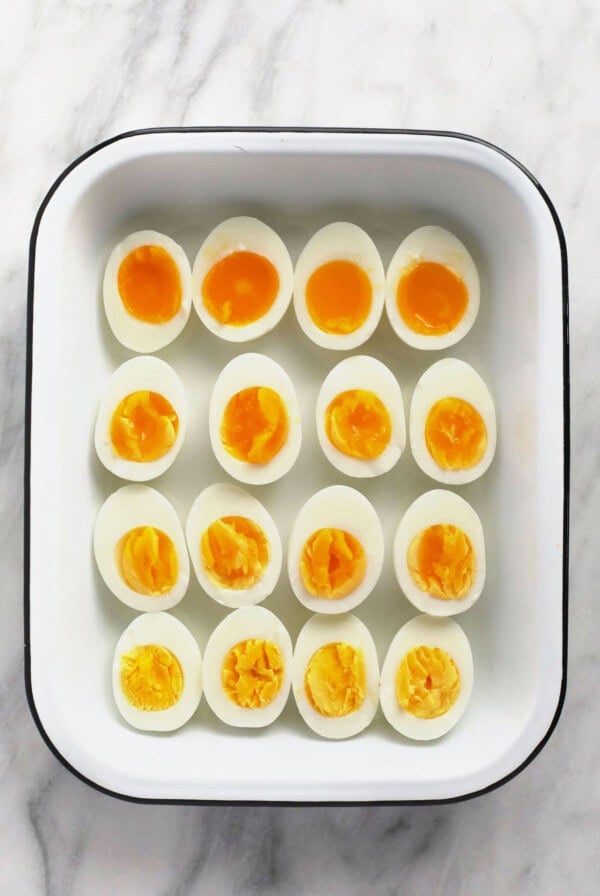 hard boiled eggs in container