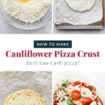 Step by step on how to make cauliflower pizza crust.