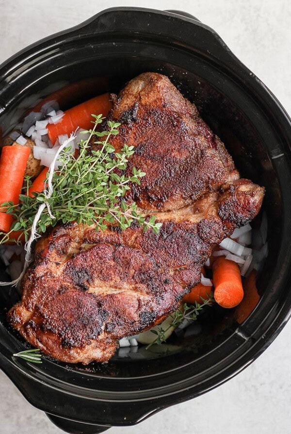 pork shoulder in slow cooker.