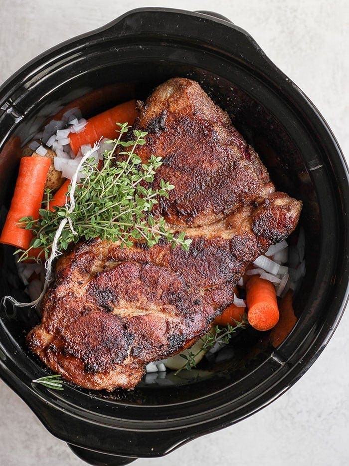 pork shoulder in slow cooker.