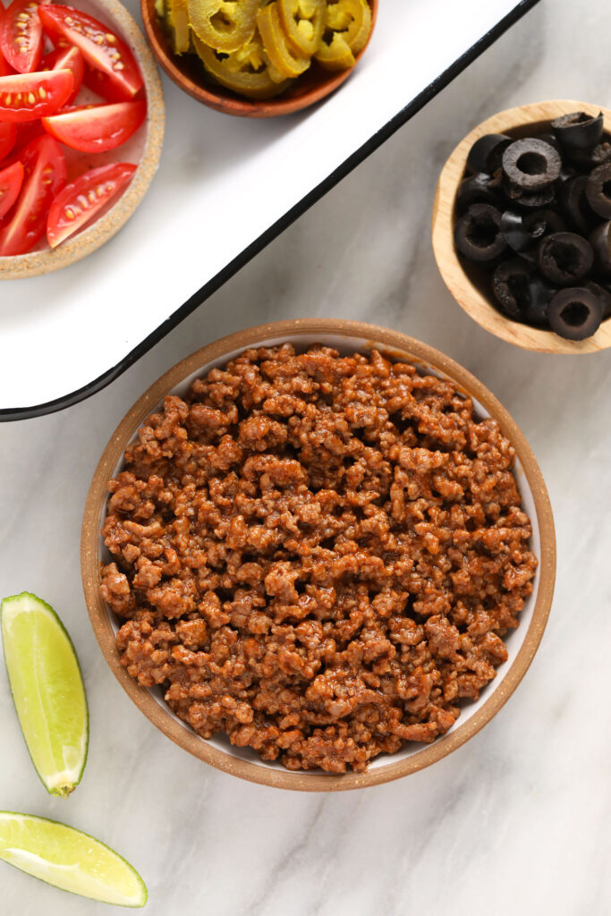 beef taco meat in bowl