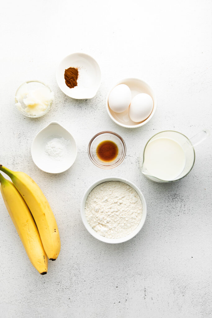 banana pancakes ingredients on counter