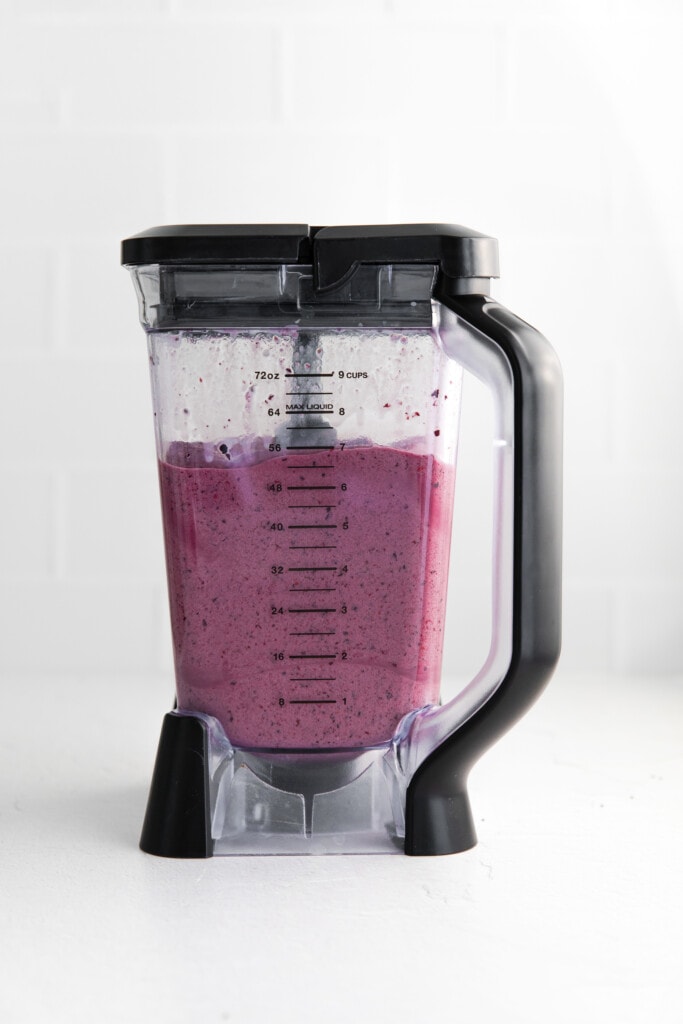triple berry smoothie blended to perfection in a blender