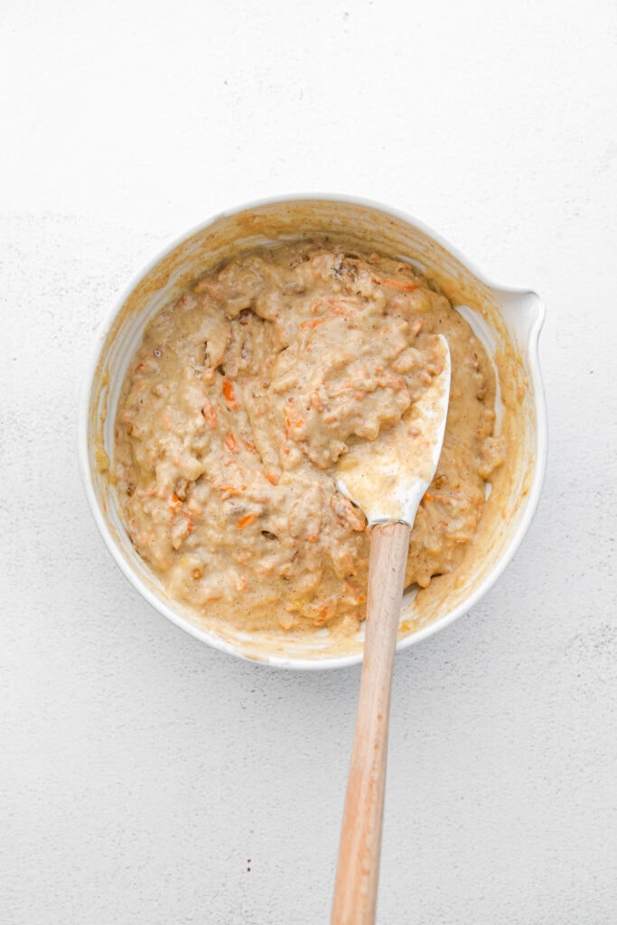 carrot muffin batter in bowl