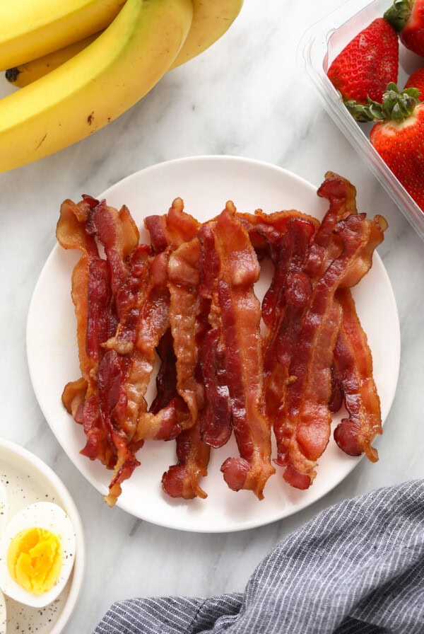 Bacon on a plate.