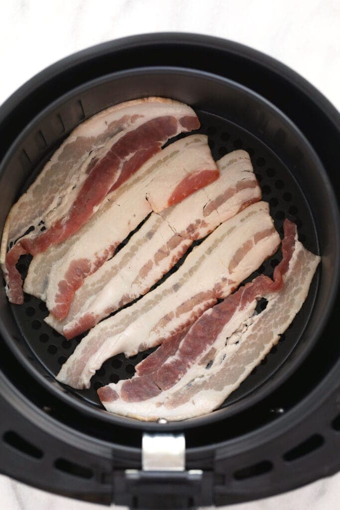 uncooked bacon in air fryer