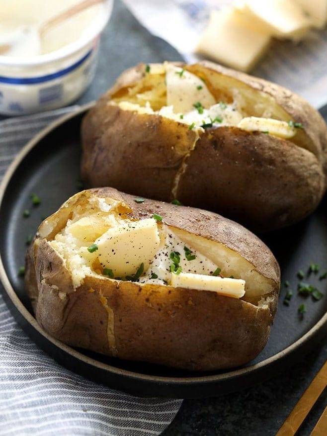 Slow Cooker Baked Potatoes - Fit Foodie Finds