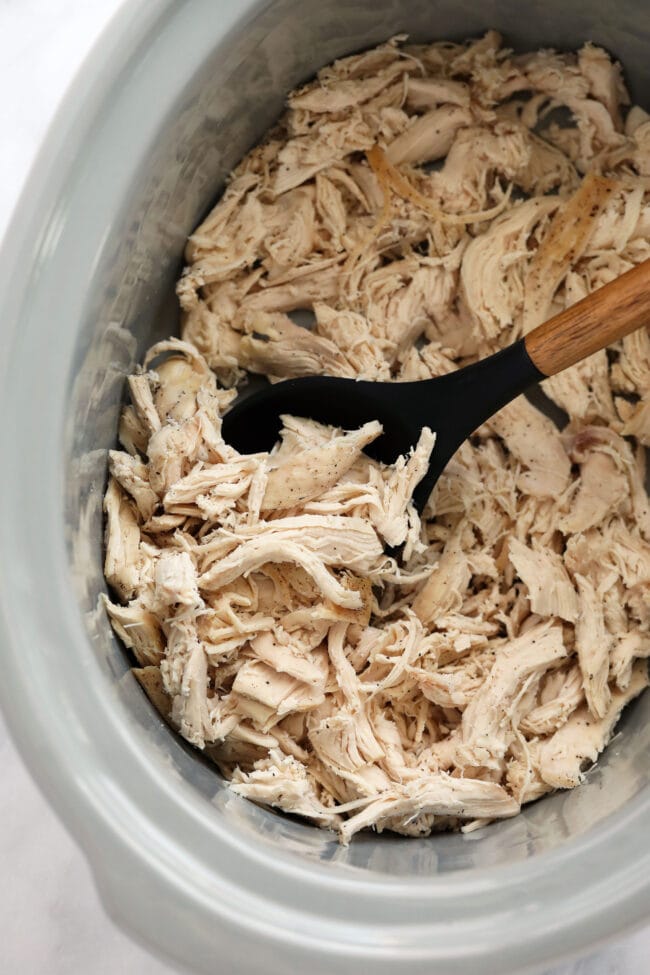 Seriously Easy Crockpot Shredded Chicken - Fit Foodie Finds