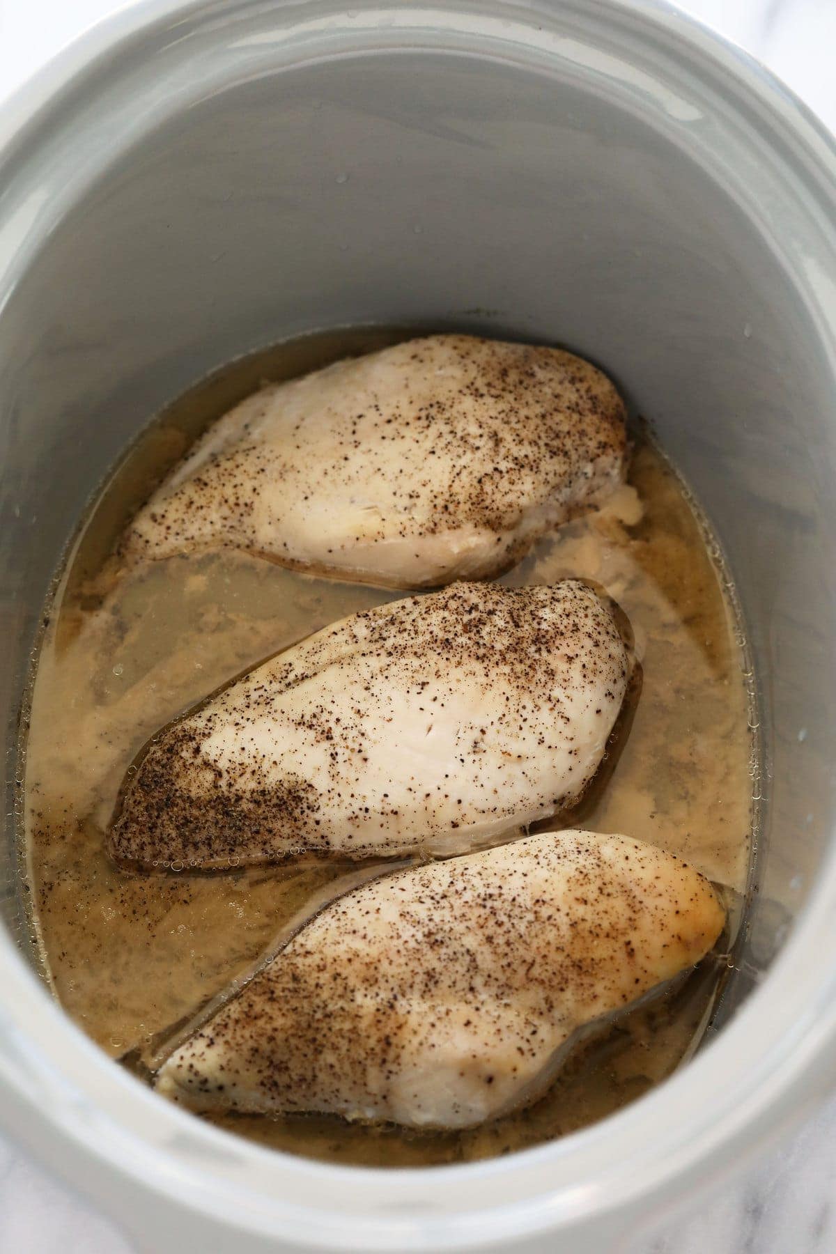 cooked chicken in slow cooker