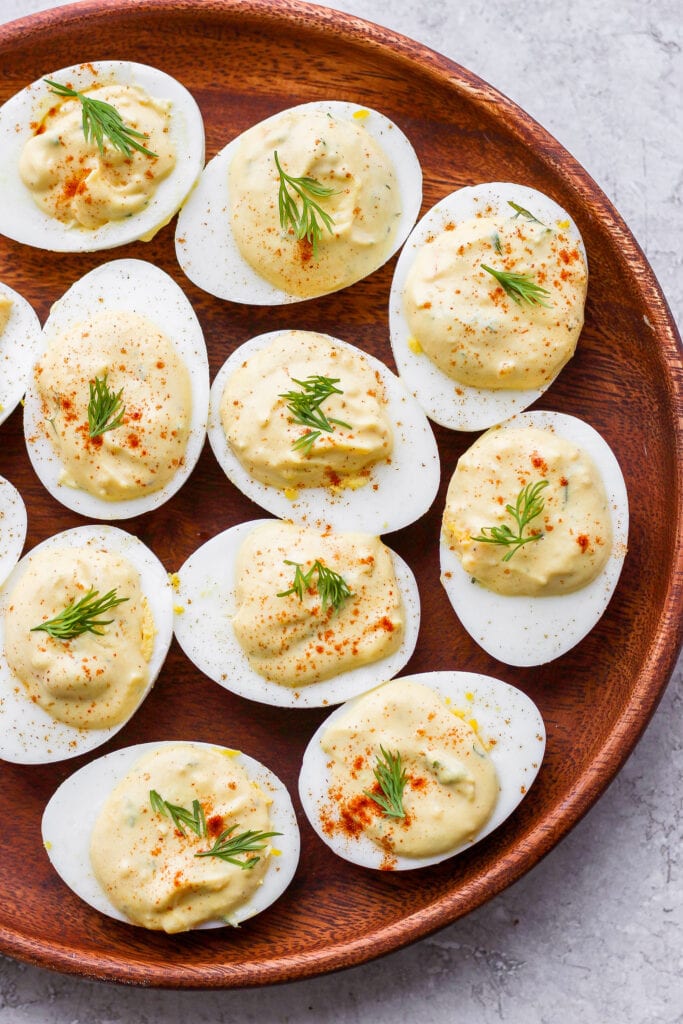 easy deviled eggs on a plate, ready to be served