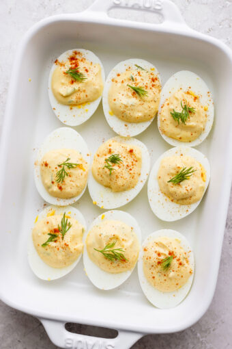 Easy Deviled Eggs (simple ingredients!) - Fit Foodie Finds