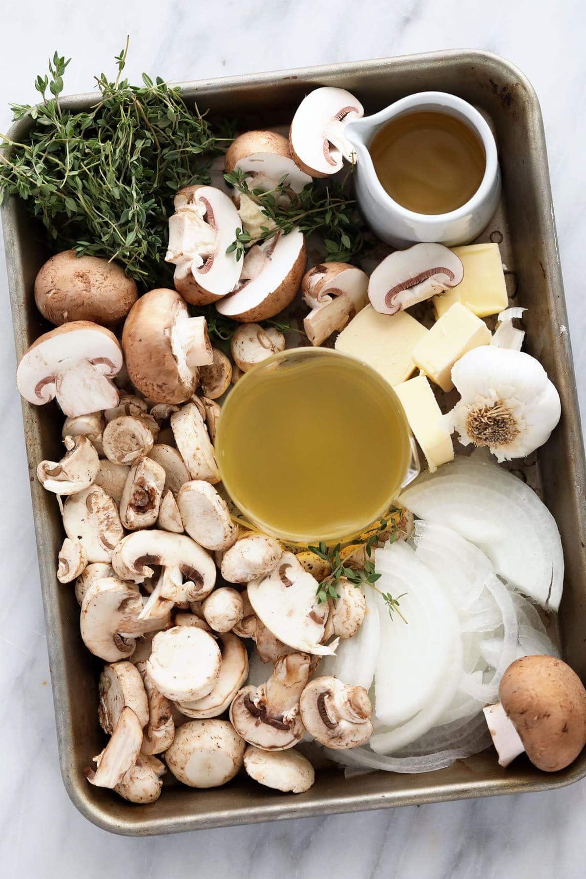 chicken marsala ingredients ready to be sauteed 