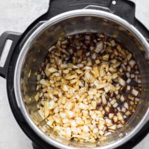 cooking onions and garlic in Instant Pot.