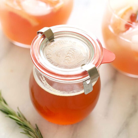 honey simple syrup in jar.