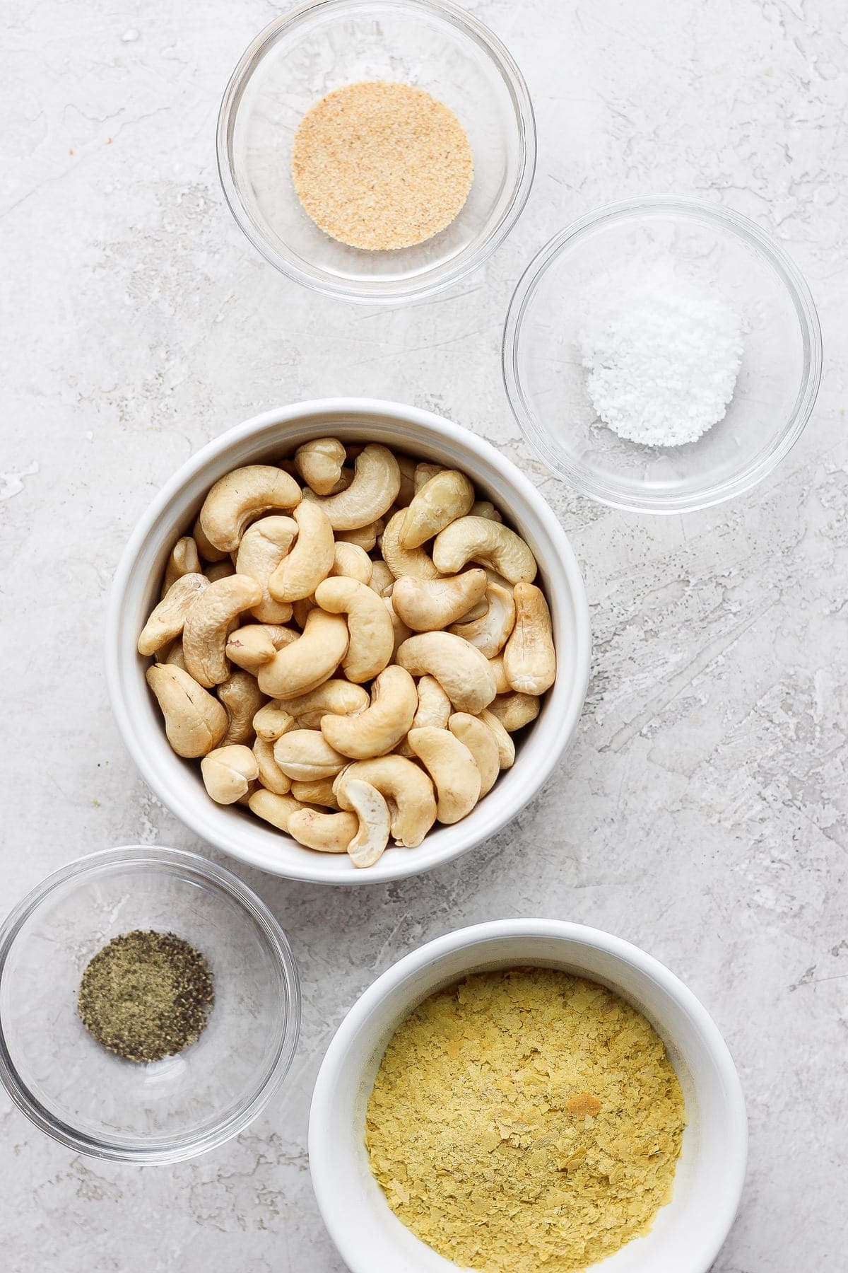 vegan parmesan cheese ingredients, ready to be food processed