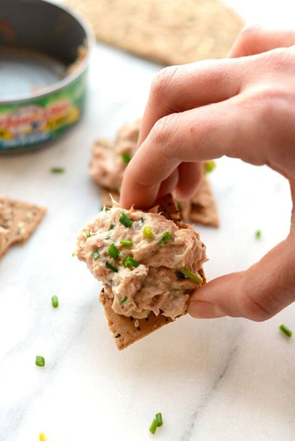 tuna salad on cracker