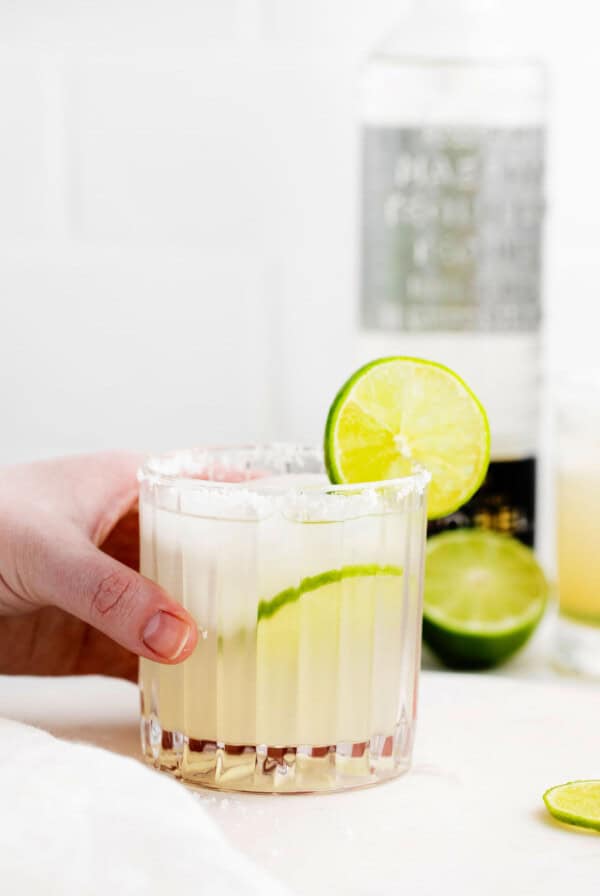 A classic margarita in a cocktail glass.