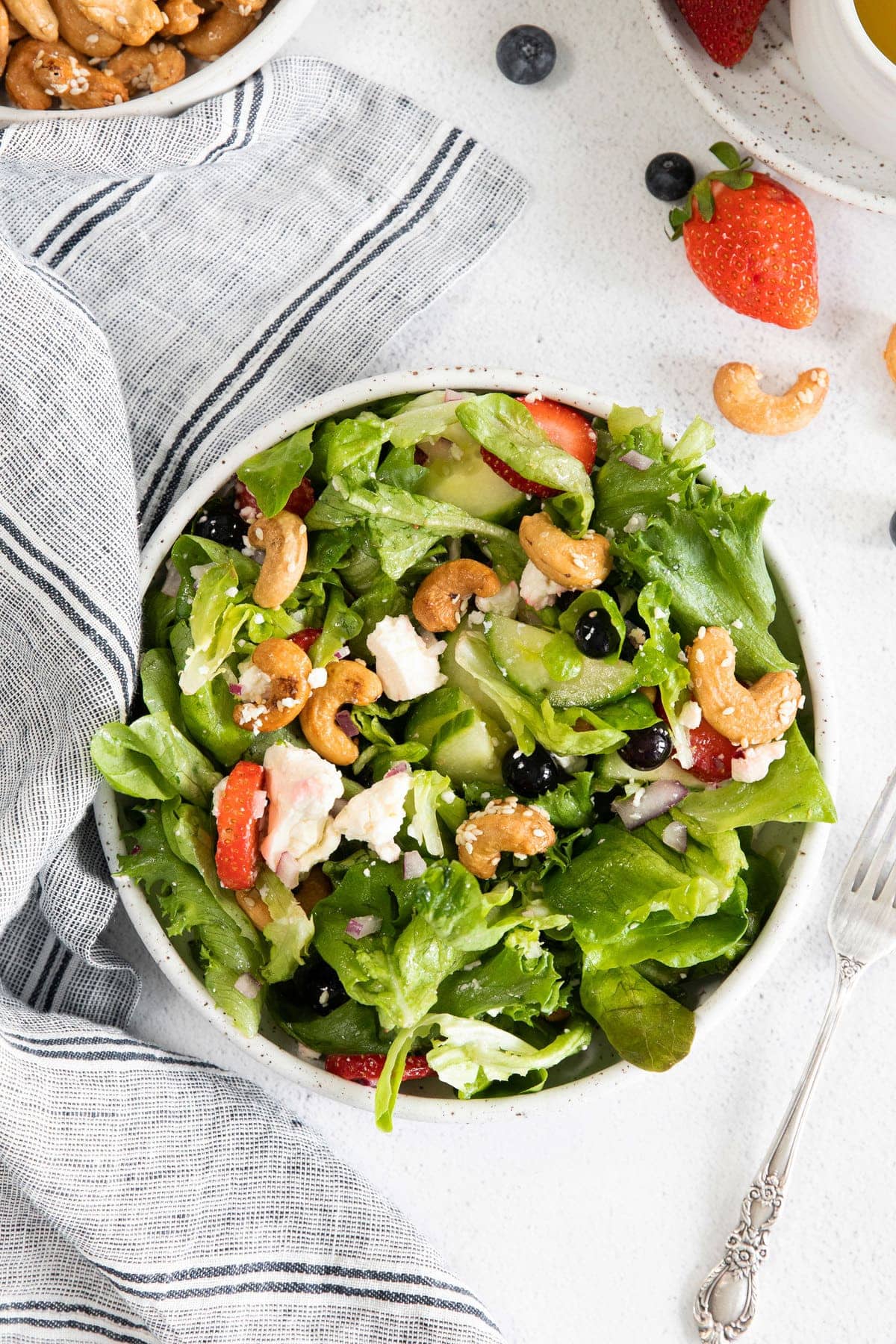 A bowl of spring mix salad. 