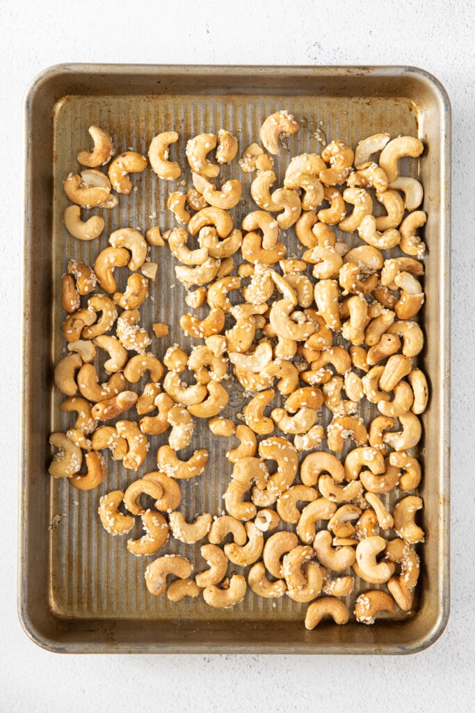 cashews on a pan